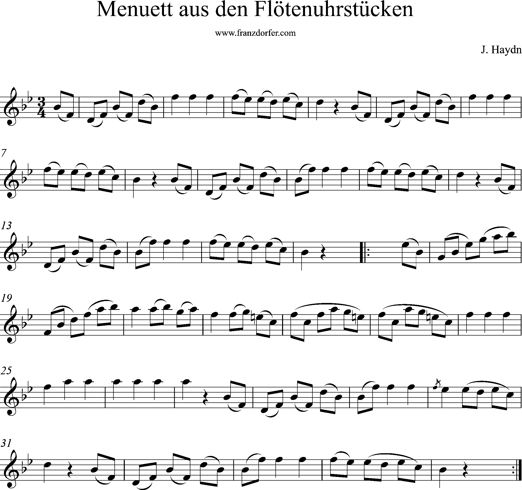Clarinet Part Menuett Haydn